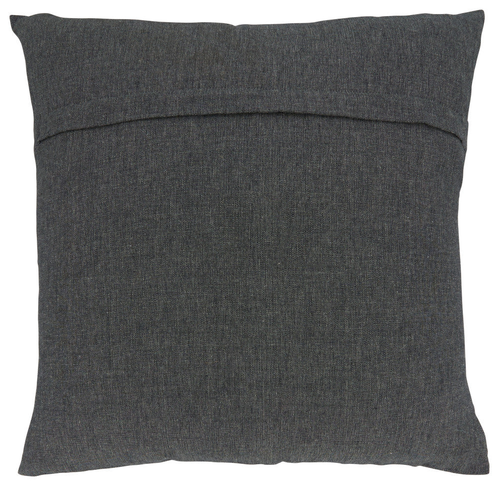 Throw Pillow Cover With Embroidered Sheep Design, 18"x18", Grey
