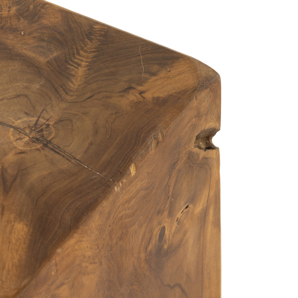 Teak Square Stool-Teak Root