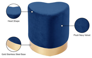 Heart Velvet Upholstered Ottoman/Stool, Navy