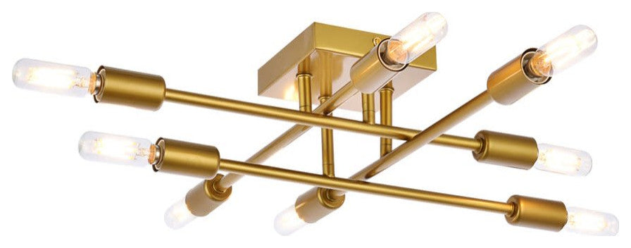 Elegant Lighting LD2351 Script 8 Light 19"W Semi-Flush Ceiling - Brass