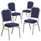 4 Pack Dining Chair, Cushion Seat & Back, Navy Fabric/Silver
