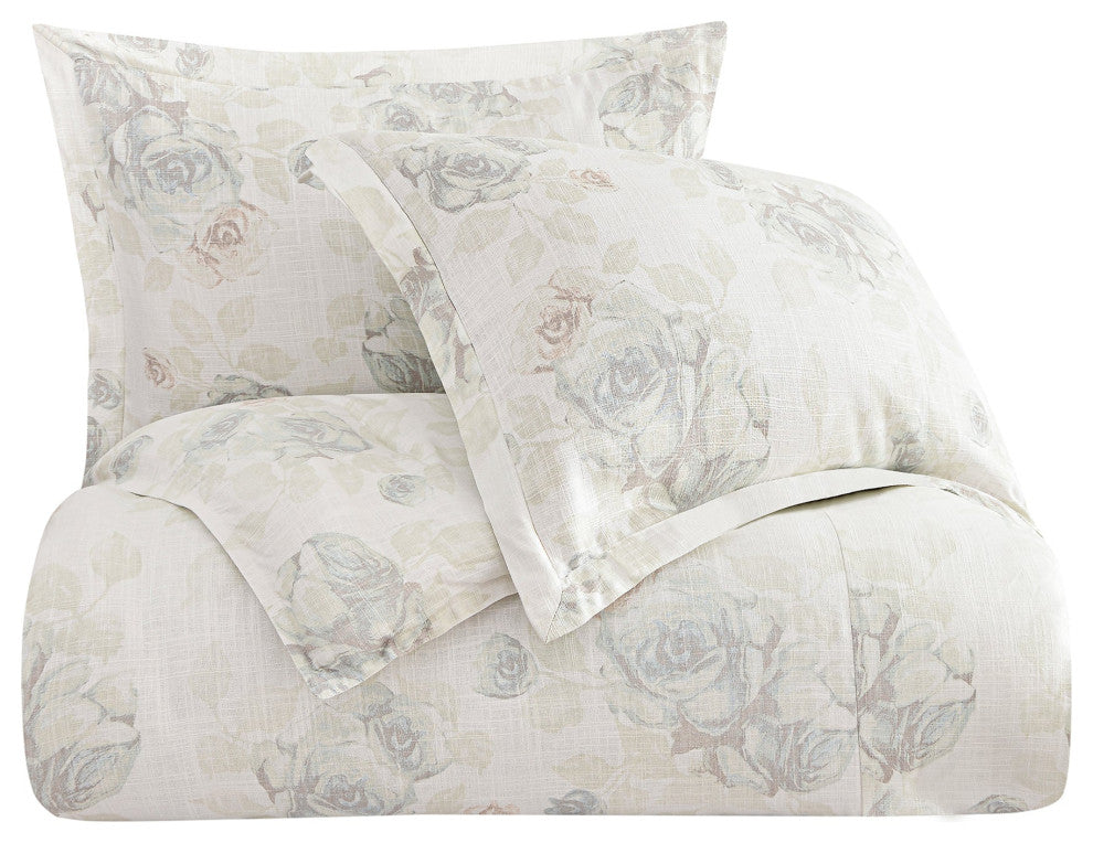 Rosaline Washed Linen Comforter Set, 3PC, Super Queen
