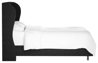 Bradwell Queen Tufted Curved Wingback Bed, Zuma Caviar