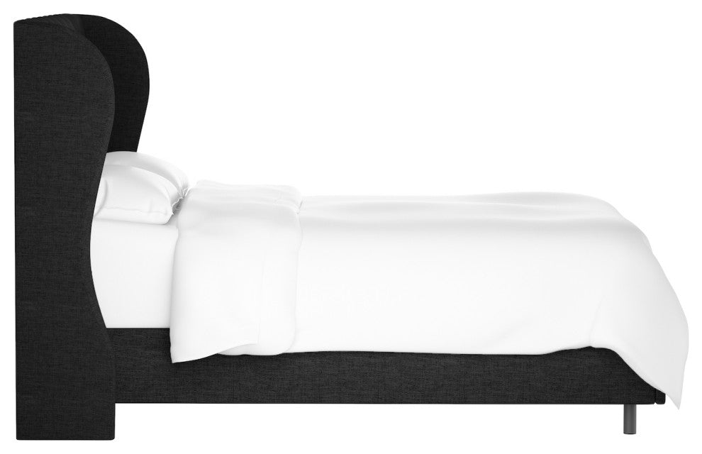 Bradwell Queen Tufted Curved Wingback Bed, Zuma Caviar