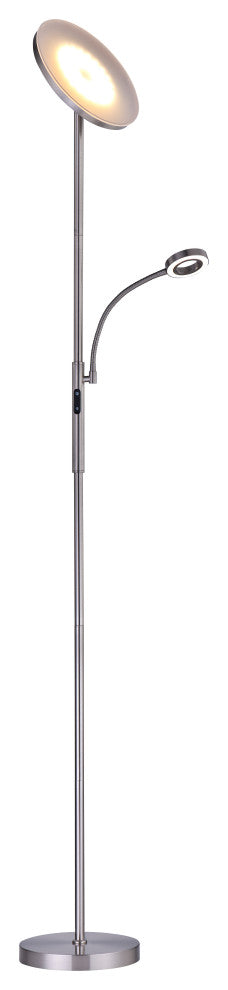 Artiva USA Slim LED Torchiere Floor Lamp, Satin Nickel