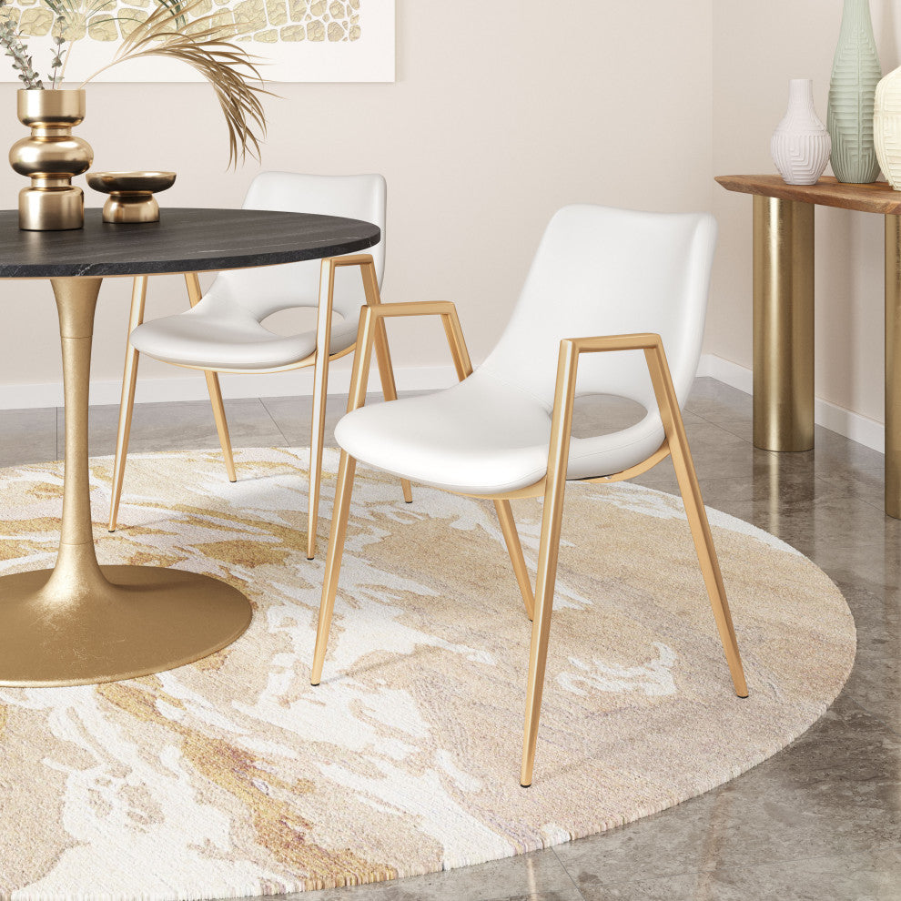 Desi Dining Chair, Set of 2 White/Gold
