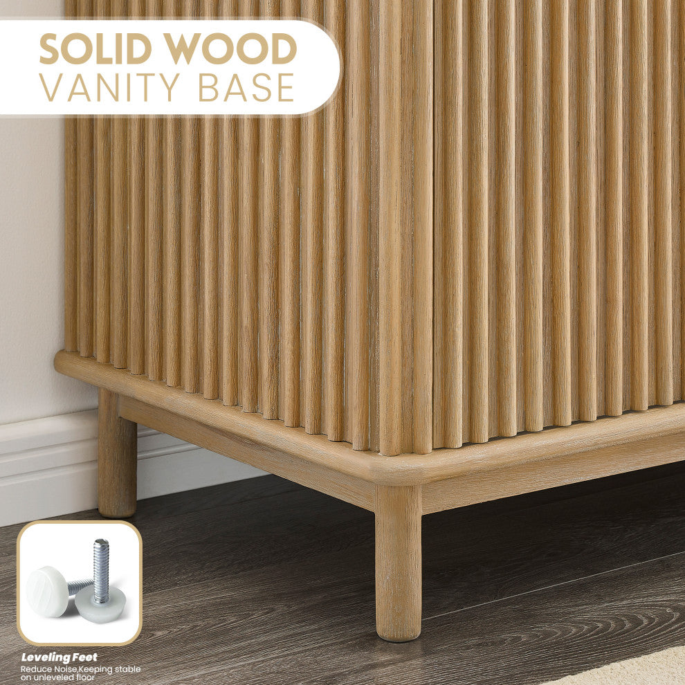 Seoul Bath Vanity, Composite Stone Top No Mirror, Washed Ash Grey, 72", Double Vanity