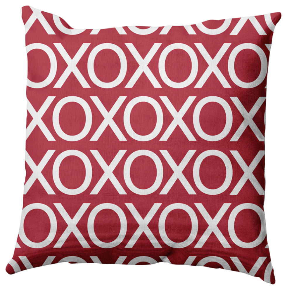 Hugs and Kisses Valentines Decorative Throw Pillow, Brick, 26"x26"