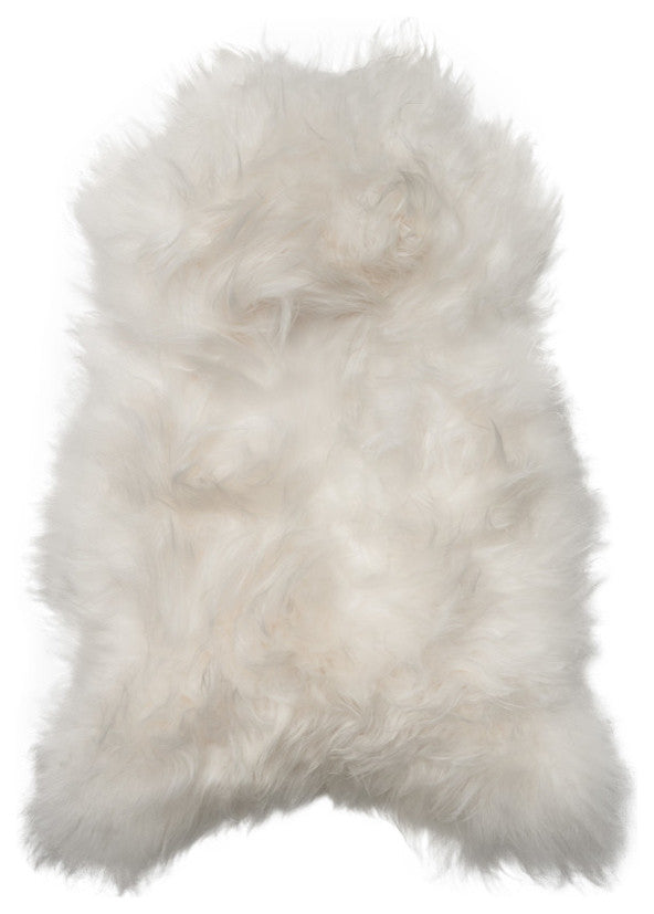 Natural 100% Icelandic Sheepskin Single Long Haired 2'x3' White
