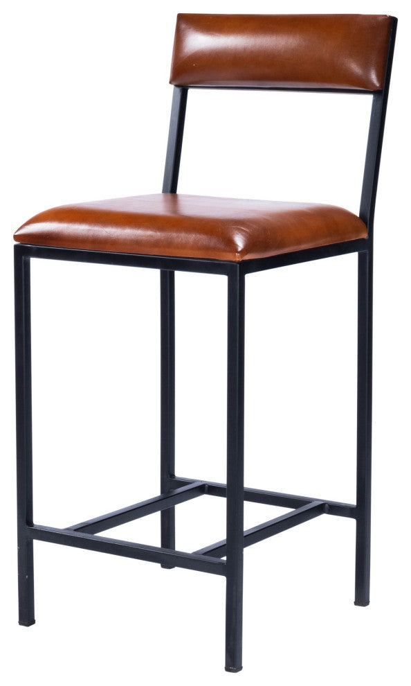 Classic Leather and Metal Counter Stool
