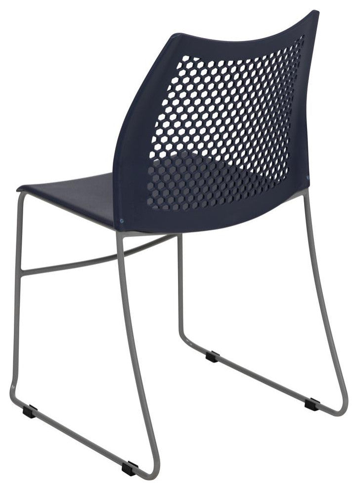 Hercules Series 661 Lb. Capacity Sled Base Stack Chair With Air-Vent Back, Navy,