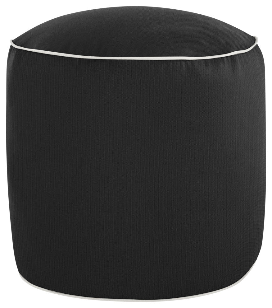 Mozaic Home Canvas Indoor/Outdoor Round Bean Pouf, Canvas Black, 20"x20"x18"