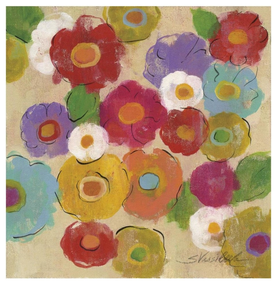 "Bohemian Bouquet II" Digital Paper Print by Silvia Vassileva, 32"x32"