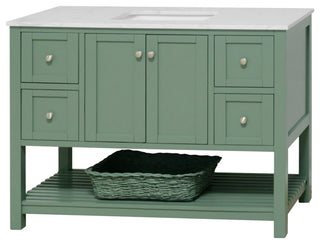 Kitchen Bath Collection Lakeshore 48" Vanity, Sage Green, Engineered Carrara