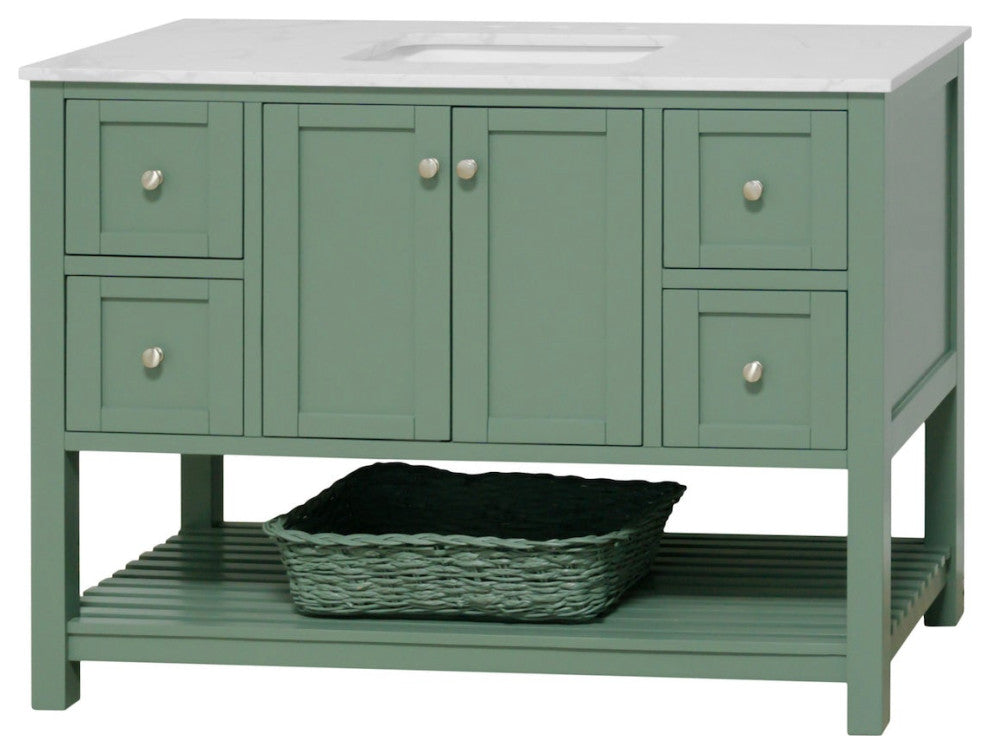 Kitchen Bath Collection Lakeshore 48" Vanity, Sage Green, Engineered Carrara