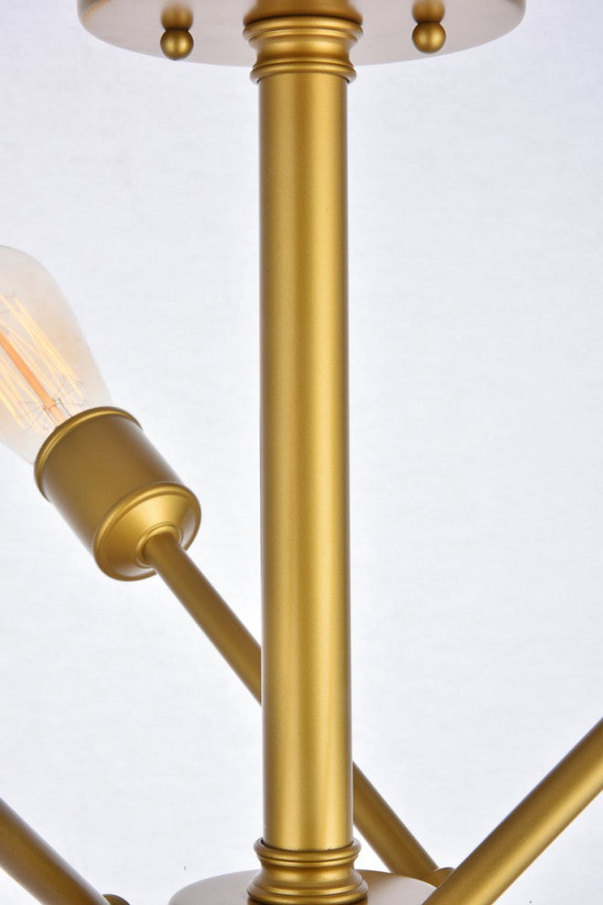 Midcentury Modern Brass 6-Light <br>Flush Mount