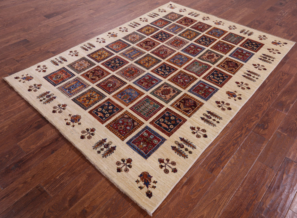 Persian Garden Design Handmade Wool Rug 5' 7" X 7' 10" - Q12295