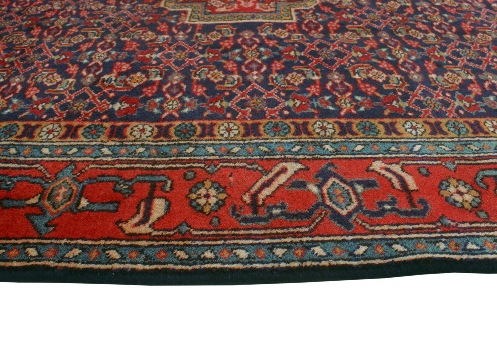 Fine Vintage Distressed Kokayi Navy/Rust Rug, 6'4x9'7