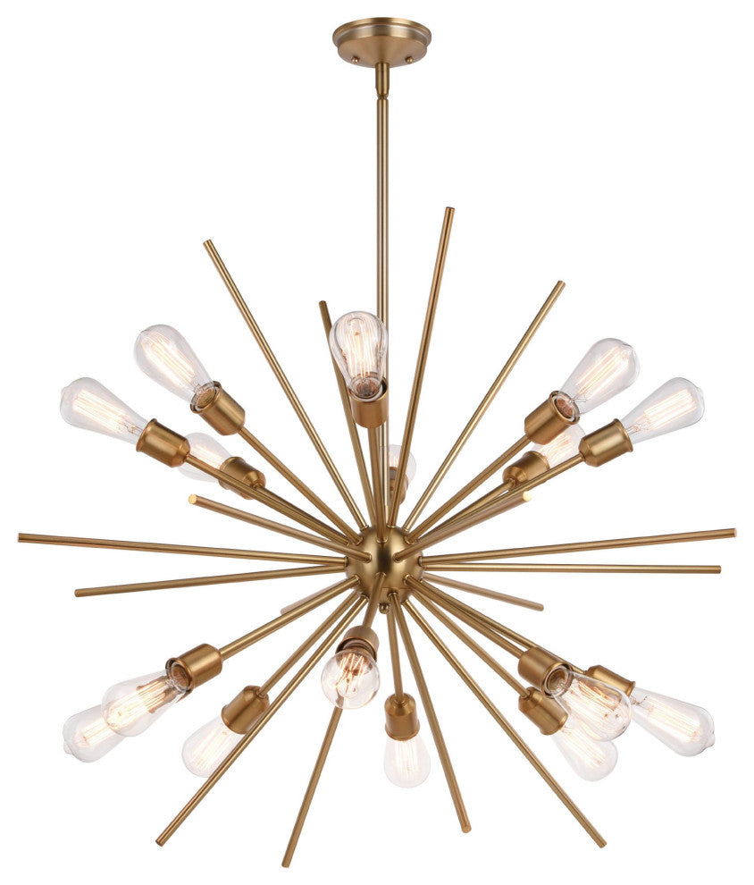 Estelle 16 Light Pendant, Natural Brass