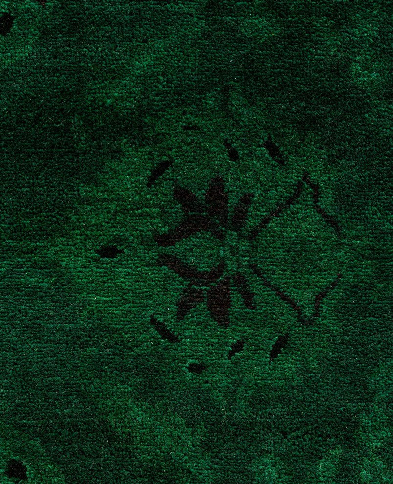Overdyed One-of-a-Kind Hand-Knotted Area Rug Green, 8' 4" x 10' 4"