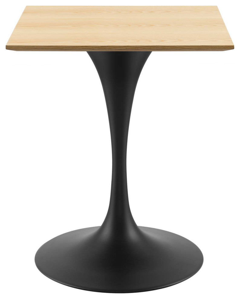 Dining Table, Square, Wood, Black Brown Natural, Modern, Cafe Bistro Restaurant