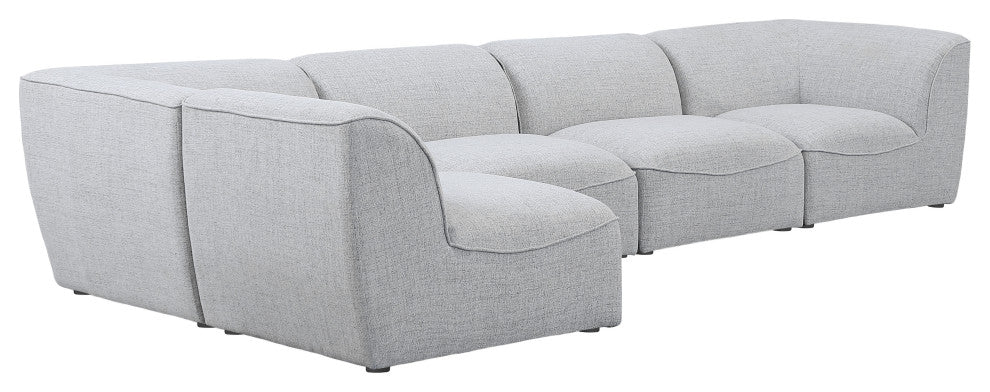 Miramar Linen Textured Fabric  5-Piece Modular L-Shaped Sectional, Grey