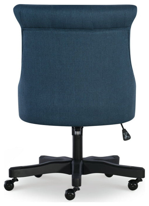 Classic Office Chair, Swivel Design & Diamond Button Tufted Back, Azure Blue