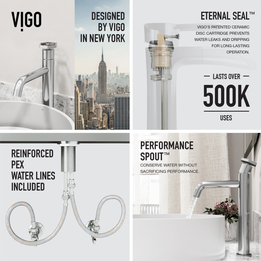VIGO Ruxton 12" H Single Handle Single Hole Bathroom Vessel Faucet, Chrome