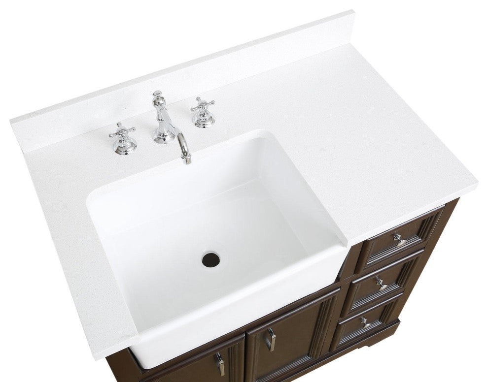 Zelda 36" Bathroom Vanity, Base: Chocolate, Top: Quartz