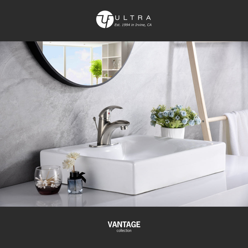 Ultra Faucets UF3412X Single Handle Bathroom Faucet, Brushed Nickel