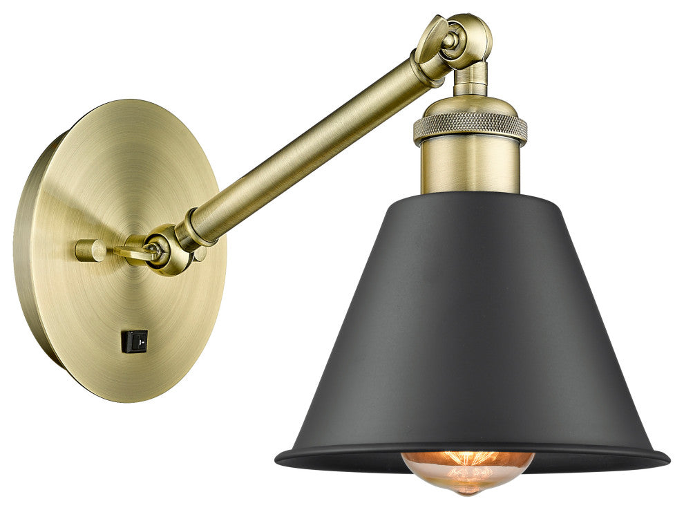 Innovations 317-1W-AB-M8-BK-LED Smithfield 1 Light Sconce, Antique Brass