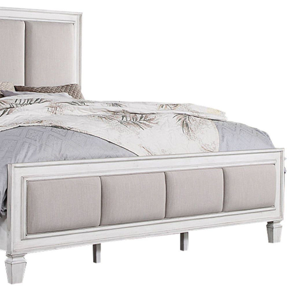 ACME Katia Eastern King Bed, Gray Linen and White Finish