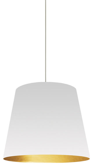 1-Light Oversized Drum Pendant,Small - Wht/Gld
