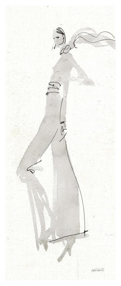 "La Fashion III Gray" Digital Paper Print by Anne Tavoletti, 14"x32"