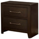 Benzara BM241943 Nightstand With 2 Drawers and Metal Bar Pulls, Walnut Brown