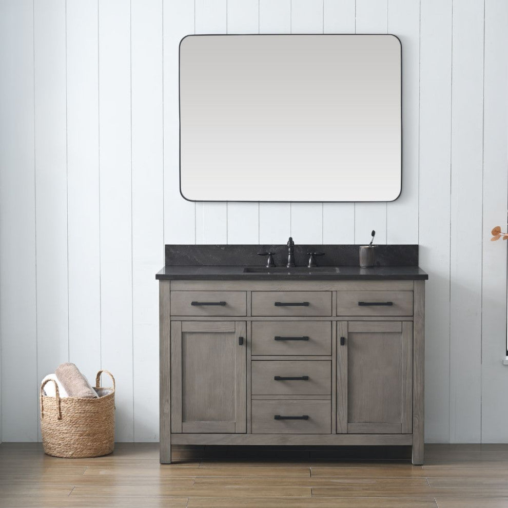 Jasper 48" Bathroom Vanity, Textured Gray, Blue Limestone