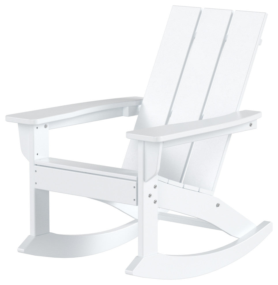 WestinTrends Set of 2 Modern Adirondack Outdoor Rocking Chairs, White