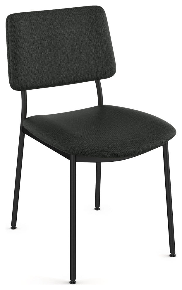 Amisco Sullivan Dining Chair, Black Polyester / Black Metal