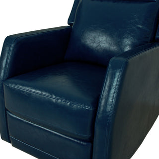 Upholstered Swivel Recliner With Tufted Back, Navy