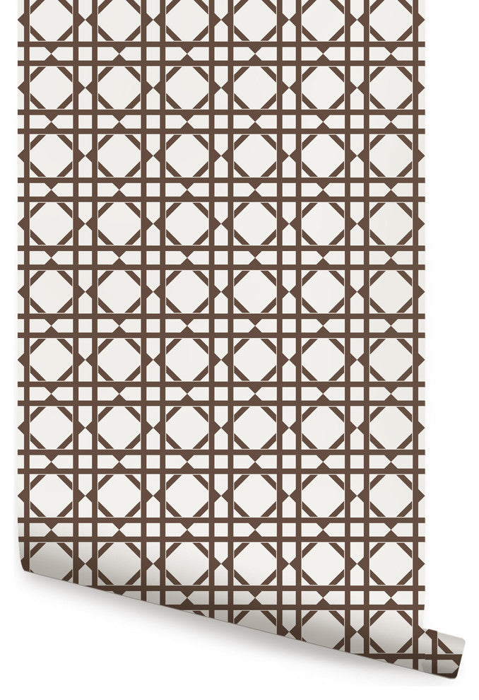 Geometric Peel and Stick Peel and Stick Vinyl Wallpaper , Brown, 24"w X 60"h
