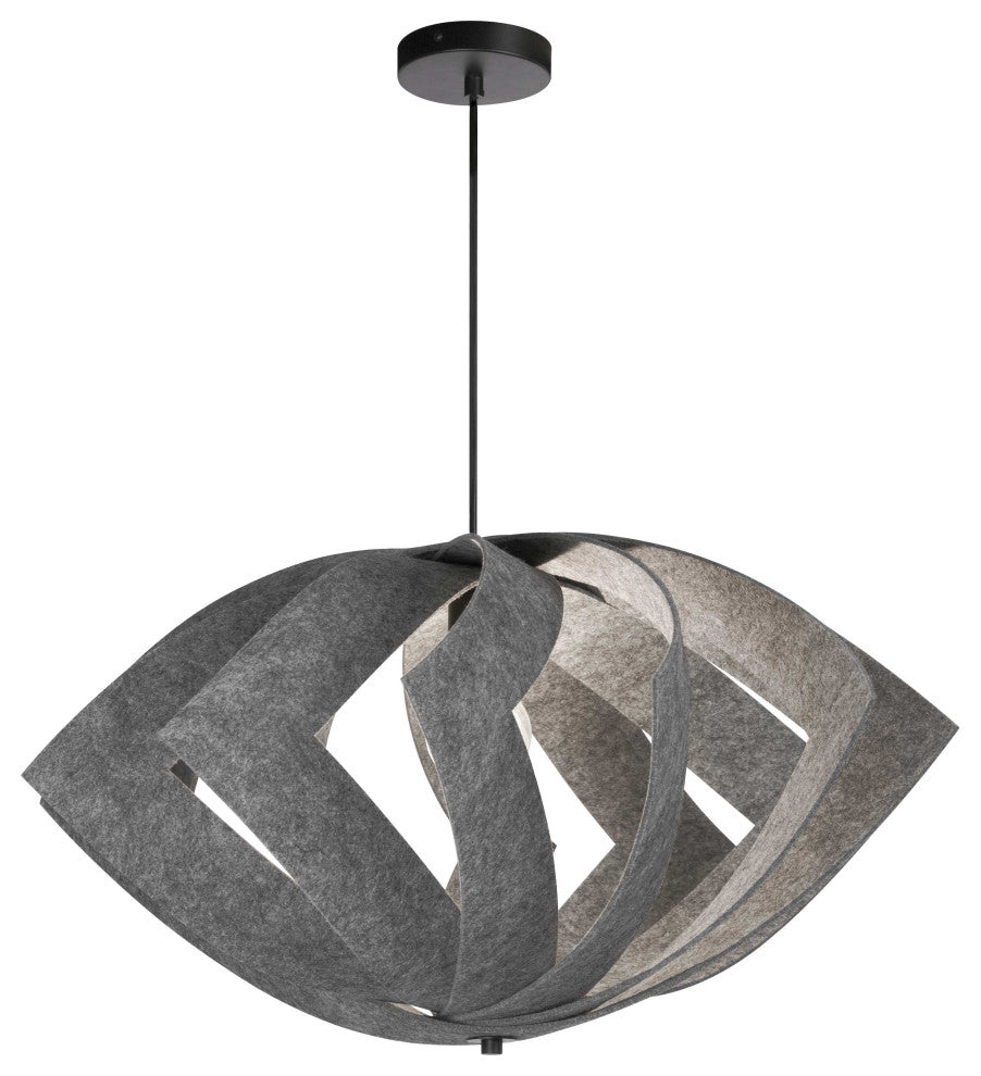 Rotem Contemporary 1 Light Grey Matte Black Felt Pendant