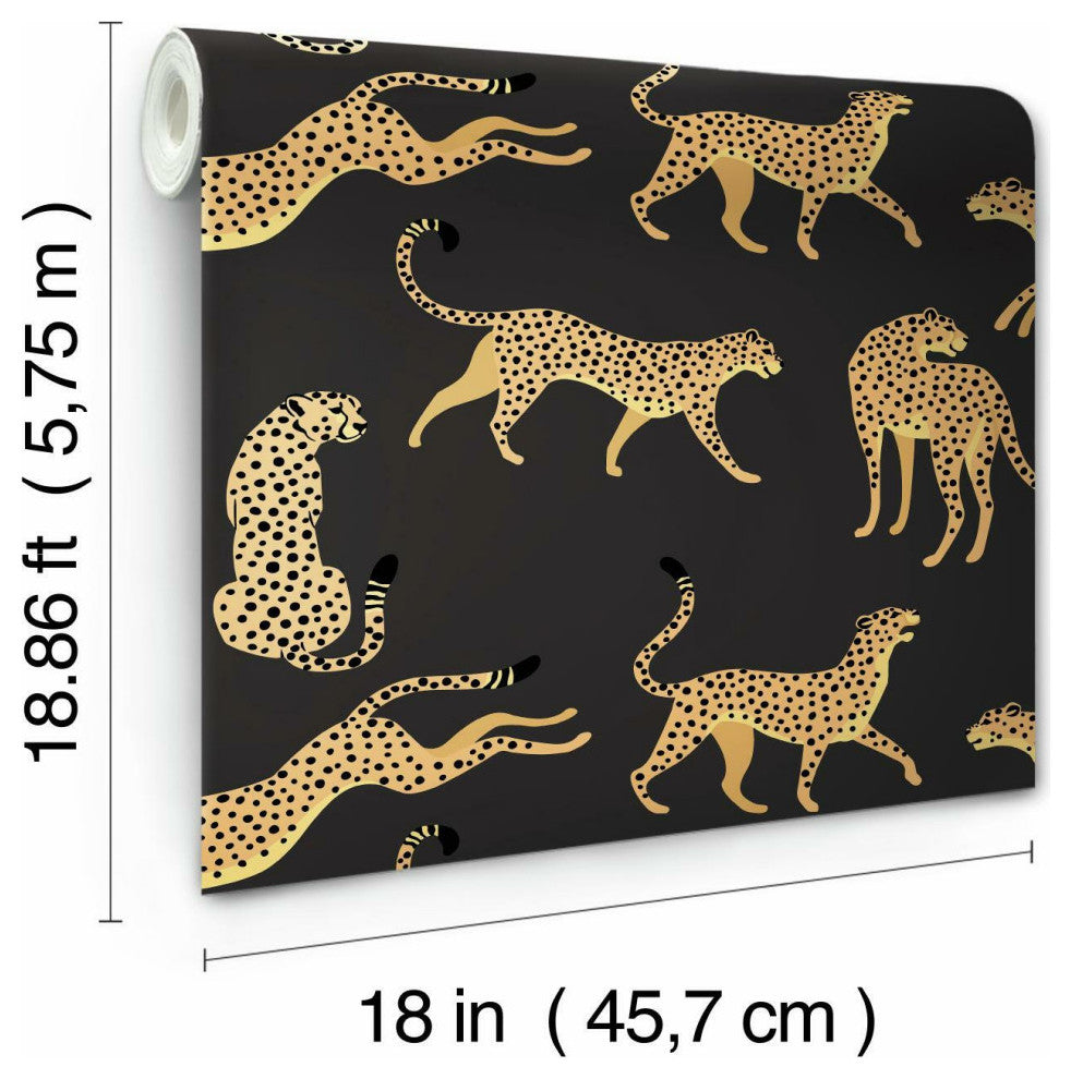 Black & Orange Cheetah Cheetah Peel & Stick Wallpaper