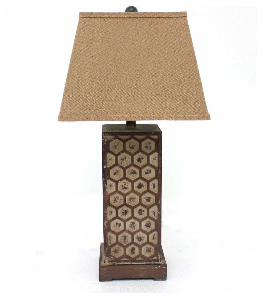 29" Brown Solid Wood Bedside Table Lamp With Brown Shade