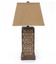 29" Brown Solid Wood Bedside Table Lamp With Brown Shade