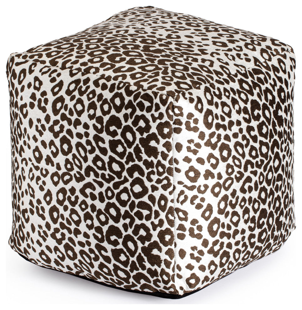 Amur Brown 18" x 18" x 18" Red and Ivory Pouf