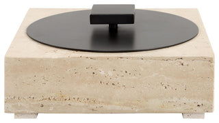 Uttermost 18196 Natural Luxe 4-1/2" Tall Iron and Travertine - Oil Rubbed