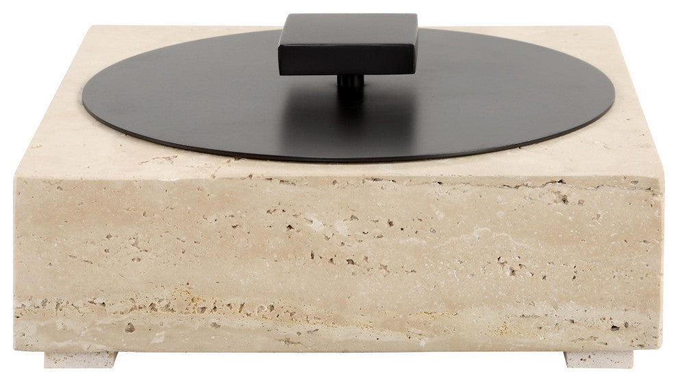 Uttermost 18196 Natural Luxe 4-1/2" Tall Iron and Travertine - Oil Rubbed