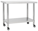 vidaXL Work Table Stainless Steel Table Hotel Prep Work Table with Wheels