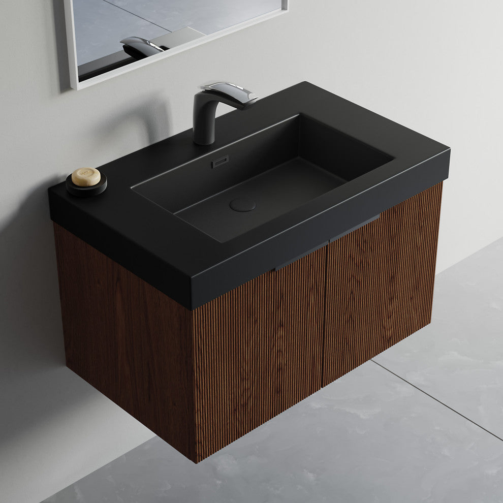 Dowell 18" FTB Resin Bathroom Vanity Basin, Black, 30wx18dx6h