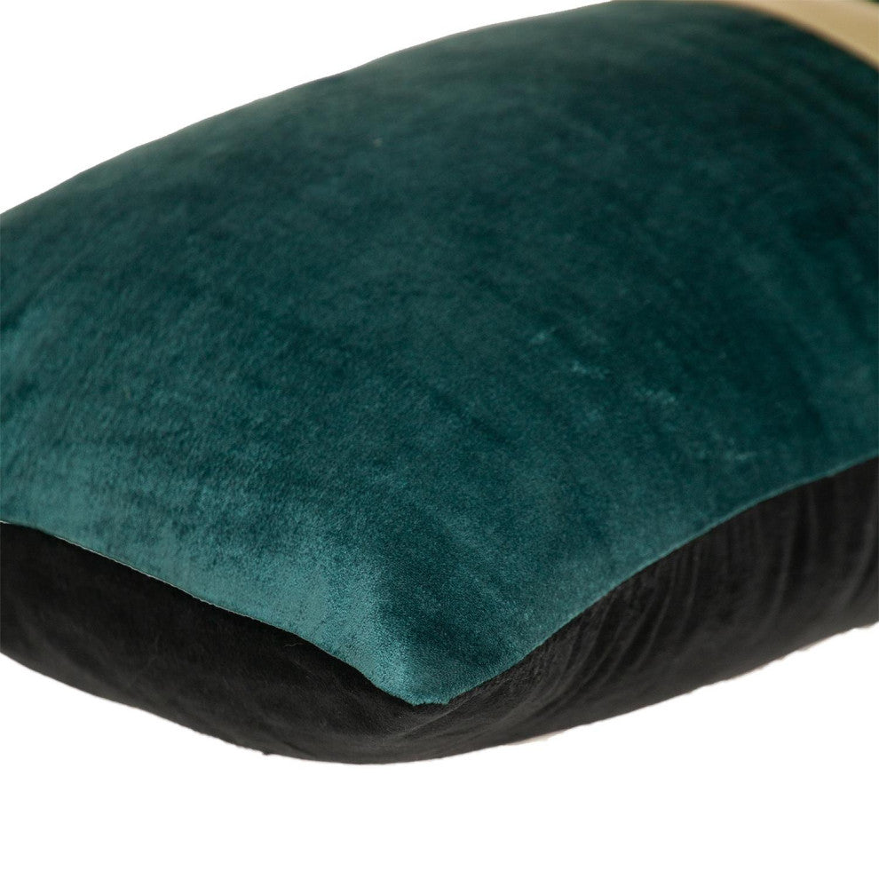 Parkland Collection Myra Black Throw Pillow, Rectangle, Black/Teal